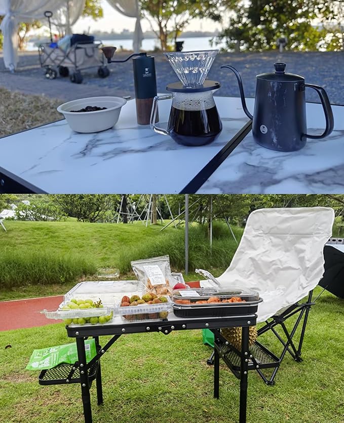 Titanker Folding Camping Table Small 2ft, Small Camp Table Portable with 50% Extra Space, Folding Picnic Table, Portable Beach Tables, Car Camping Essentials, Aluminum Light Solid