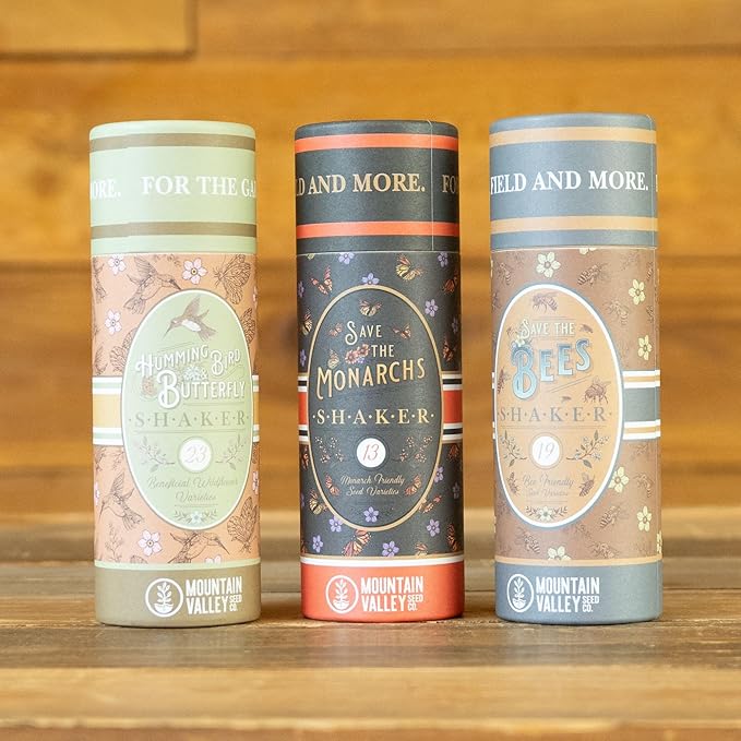 Pollinator Wildflower Seed Shaker Collection - ~300,000+ Wild Flower Seeds for Planting - Includes Hummingbird & Butterfly, Save The Monarchs, and Save The Bees Wildflower Mixes - Covers ~1,000 sq ft…