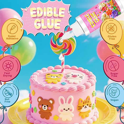 Edible Glue for Cake Decorations - 5 oz Super Adhesive Edible Fondant Flowers Cake Decorations, Fast Drying Edible Glue for Fondant, Icing Decorations, Cake Decorating - 140ml