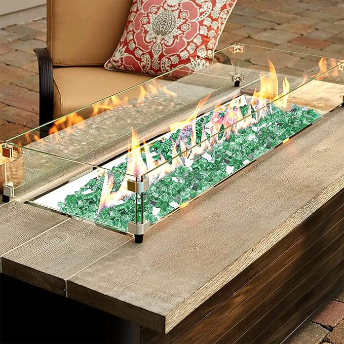 Mr. Fireglass 10 Pounds Fire Glass - 1/4 Inch High Luster Reflective Tempered Glass Rocks for Fireplace Fire Pit Table and Landscaping, Light Green