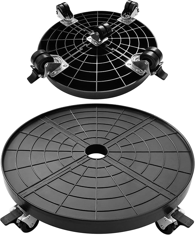 16 Inch Plant Caddy with Wheels Outdoor Indoor 2 Pack, Large Rolling Plant Stand for 500lb Heavy Duty Flower Pots, Round Plant Rollers Lockable Potted Planter Dolly, Black