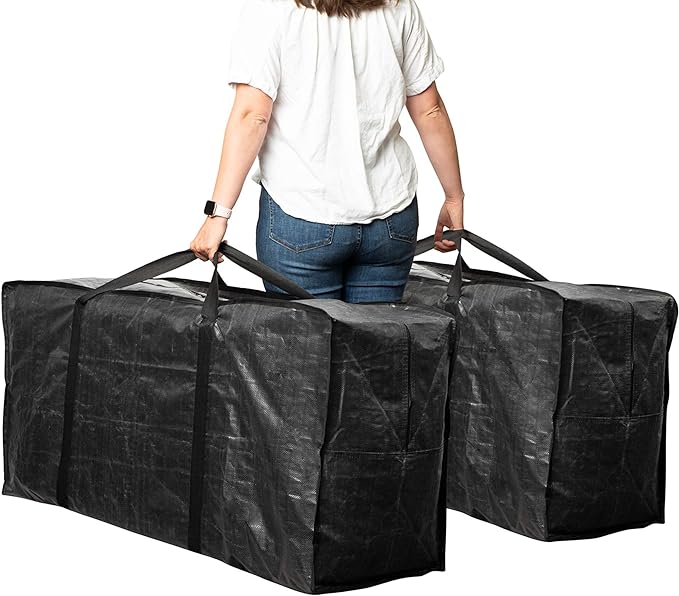 BAG-THAT! 68.5 GAL 2 Pack XXL Jumbo Extra Large Heavy Duty Stronger Handles Storage Bags Moving Totes Zippered Reusable Wrap Around Handle Storage Totes