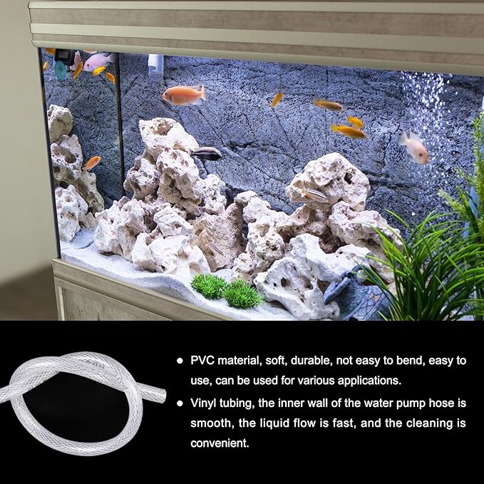 1/4" x 3/8" Braided Clear Plastic PVC Tubing 10ft High Pressure Flexible Reinforced Vinyl Tube, [for Garden Irrigation, Water Hose, Fish Tank, Water Transfer] - 6.4x9.5mm