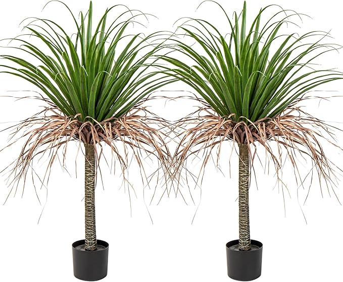 Hollyone 2 Pack Artificial Agave Tree, 3.6Ft Faux Yucca Plant in Pot, Green, Polyester, Indoor/Outdoor Decor, Housewarming Gift