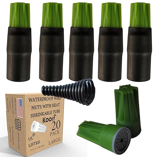 UL Listed Waterproof Wire Connectors with Heat Shrink tubing for Outdoor Caps Sprinkler LED applicate in Wherever Corrosion Exists, Moisture (20, LargeHeatShrinkable)