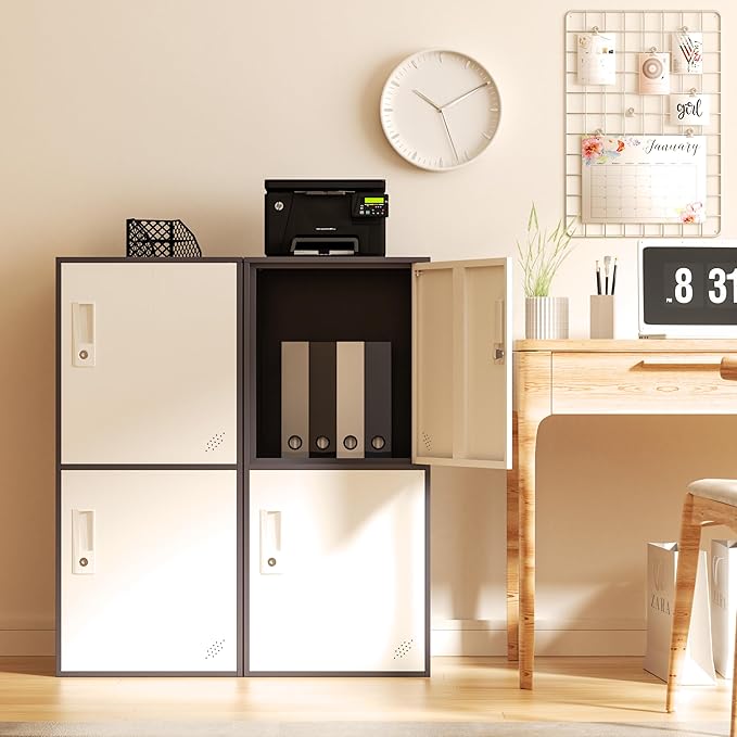 2 Door Vertical Stackable Storage Cabinet with Lock,Anti-Failing Device, Metal Lcoker,Organizer for Office, Home, Gym, School,Employee,Kids. (2D-Grey)