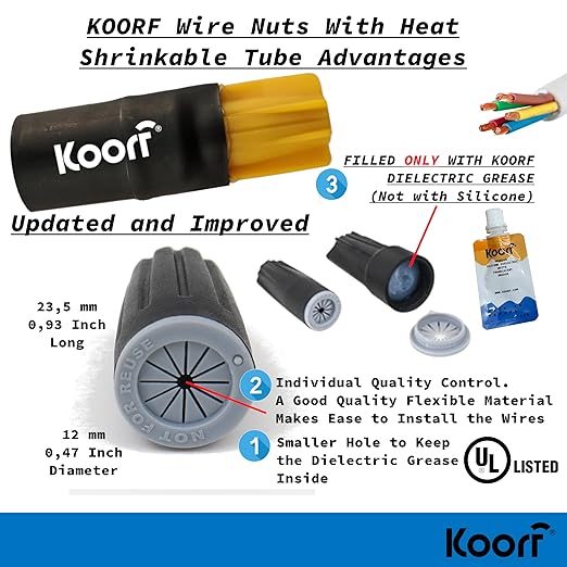 UL Listed Waterproof Wire Connectors with Heat Shrink tubing for Outdoor Caps Sprinkler LED applicate in Wherever Corrosion Exists, Moisture (20, XLargeHeatShrinkable)