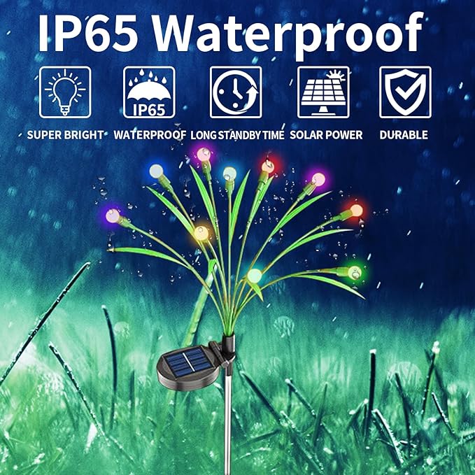 Aogist Solar Garden Lights Outdoor Waterproof,6 Packs 60 LED,Sway by Wind, Yard Patio Pathway Decoration, High Flexibility Iron Wire & Heavy Bulb Base,Multicolor