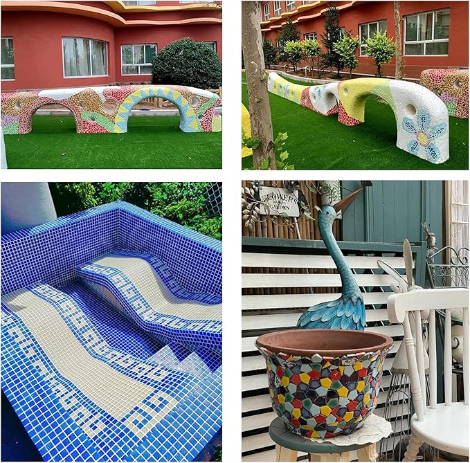 50 Pieces Purple Red Mosaic Tile for Crafts 1" Ceramic Tile Assorted Colors Square Ceramic Mosaic Project Supplies for Photo Frame Mosaic Stepping Stones Bath Old Pool Furniture Decor