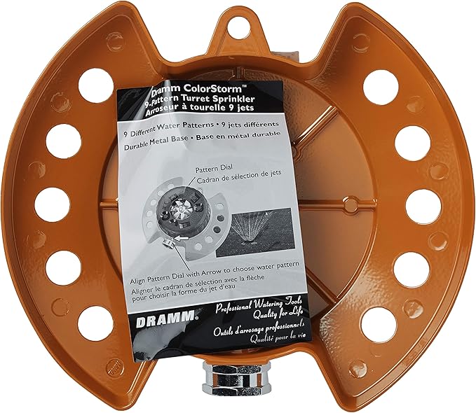 Dramm Available 15022 ColorStorm 9-Pattern Premium Turret Sprinkler with Heavy-D, Orange