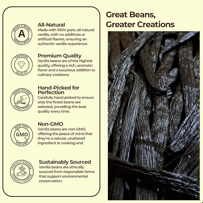 1 LB Bulk Vanilla Beans Grade A + | Vanilla Bean Pods For Making Extract | Non-GMO | Perfect For Baking, Cooking, & Desserts | 6-8 Inches. NYVanilla.