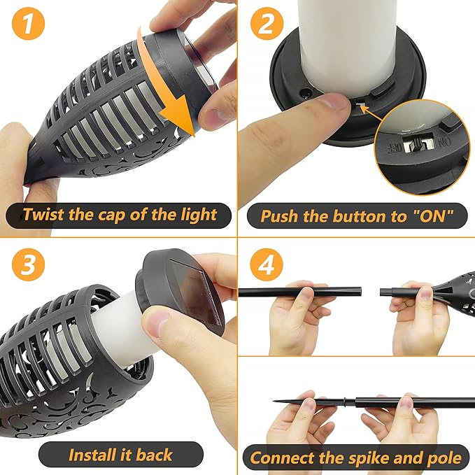 Solar Torch Lights for Garden Decor, 6 Pack 12 LED Solar Lights for Outside & 20.5'' Waterproof Solar Lights, Flame Torch Solar Lights Outdoor for Patio Path Yard Decorations