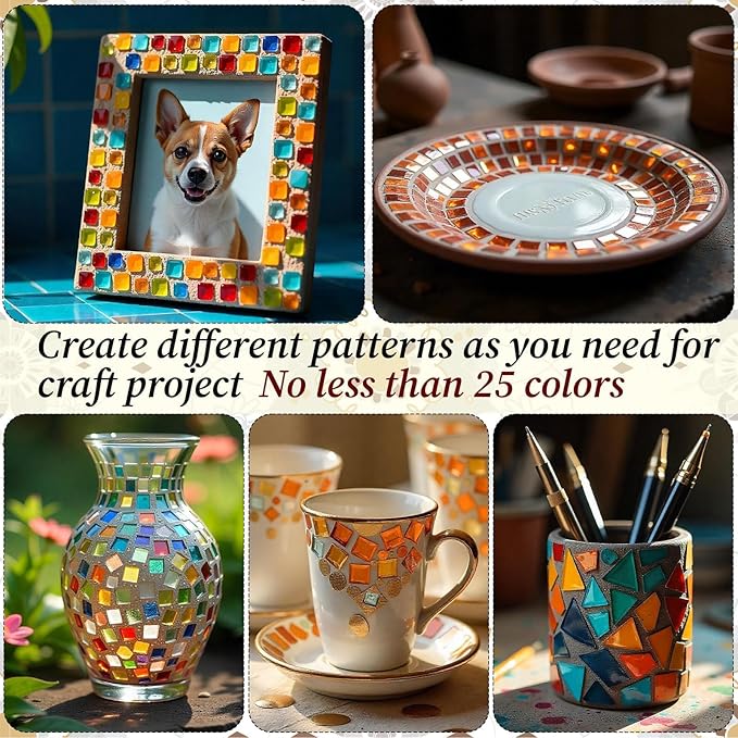 1000 Pcs Colorful Irregular Crystal Mosaic Tiles, 2.2lb Tiny Mosaic Tile DIY Hobbies Children Handmade Crystal Craft for Craft Bathroom Kitchen Home Decoration DIY Art Projects