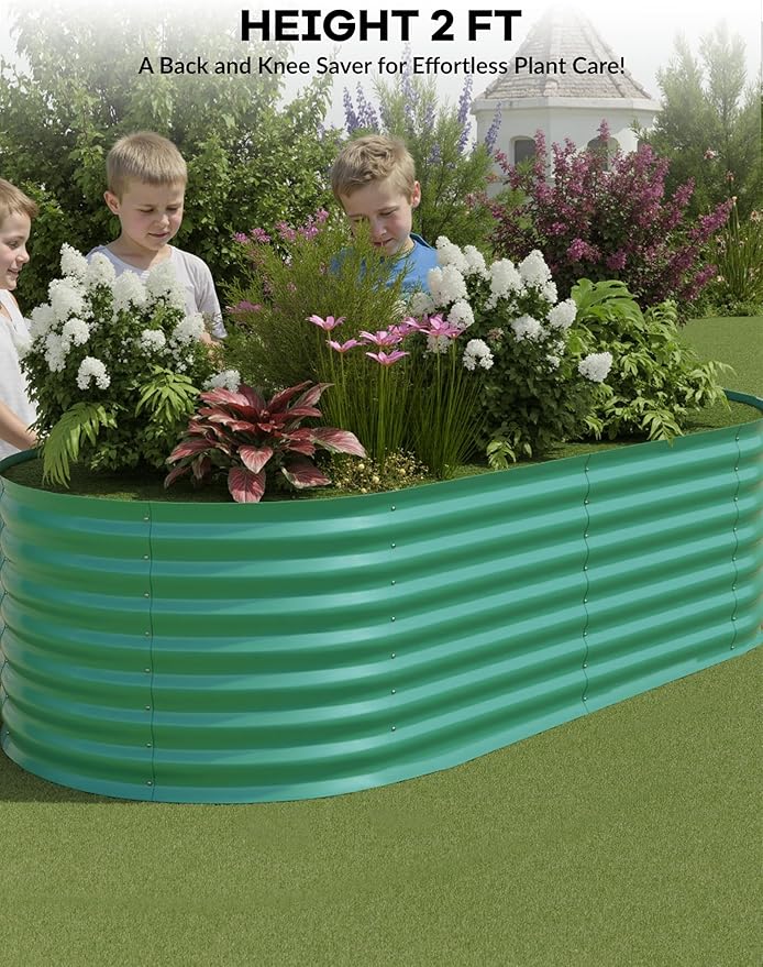 2 Pcs Raised Garden Beds Outdoor 6x3x2ft - Galvanized Steel Planter Box for Vegetables, Flowers, Rust-Resistant Garden Box, Easy Assembly Raised Beds, Durable Planters for Outdoor Plants, Green