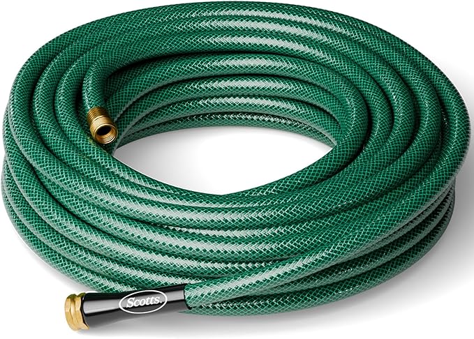 Scotts 75 ft. Garden Hose – 5/8 in. Diameter, 4-Ply Construction, 300 PSI, High-Pressure, Easy-to-Coil Water Hose with Crush-Resistant Couplings, Easy to Connect for Lawn and Garden Use