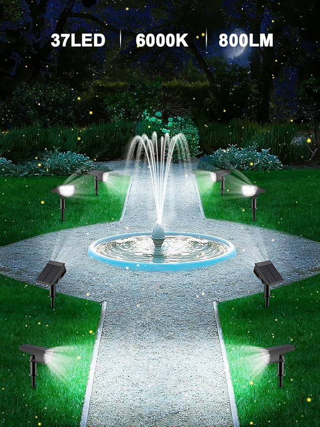 Solar Spot Lights Outdoor Solar Lights Outdoor Waterproof IP65 Solar Powered Outdoor Lights, Solar Landscape Spotlights Outdoor Solar Lights (White, 6 Packs)