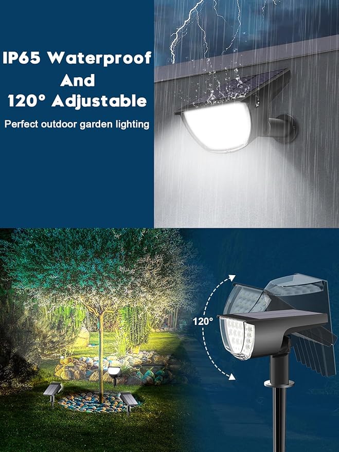 Solar Spot Lights Outdoor Solar Lights Outdoor Waterproof IP65 Solar Powered Outdoor Lights, Solar Landscape Spotlights Outdoor Solar Lights (White, 6 Packs)
