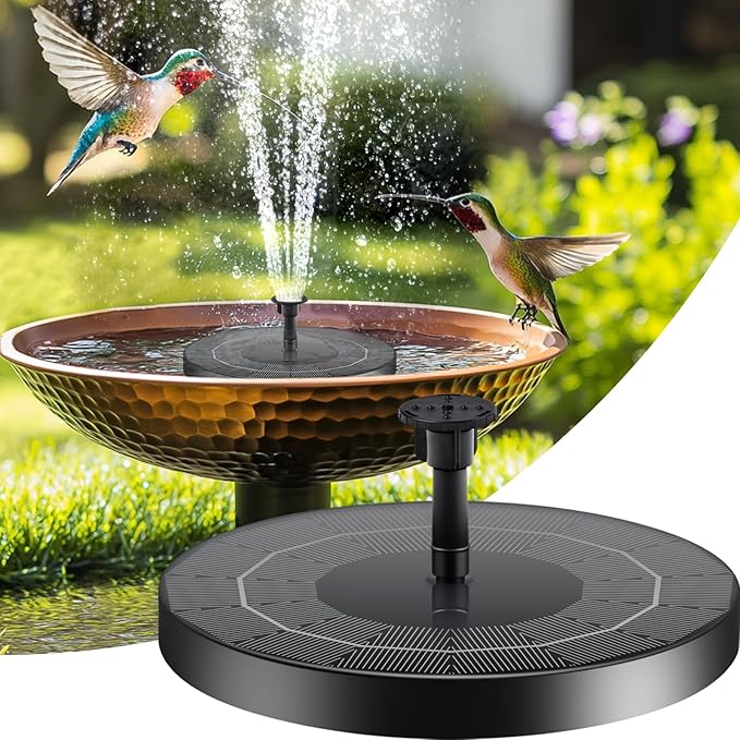 Solar Bird Bath Fountain Pump, Upgrade Solar Powered Water Fountain for Bird Bath Solar Fountain with 8 Nozzles, Small Solar Fountain, Solar Water Birdbath Fountain for Outdoors-2.5W