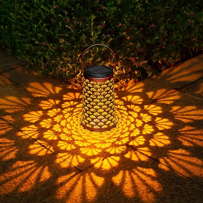 Shell Solar Lanterns Outdoor Waterproof Hanging Solar Lights ,Warm and Cool Light for Garden Porch Path Deck and Balcony Decoration, LED Lanterns as Gifts for Women and Children