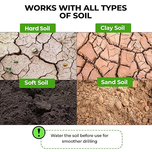 K-Brands Auger Drill Bit for Planting – 2 x 32 Inch -No Squat Garden Spiral Hole and Bulb Planter Tool for Umbrella Holes - Compatible with 3/8 Inch Hex Drive