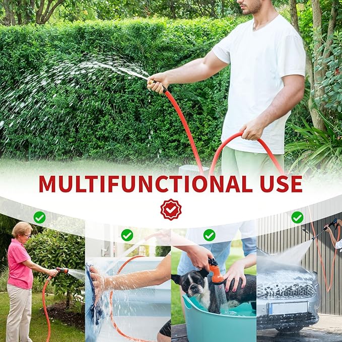 Garden Hose 20ft x 3/4” Hot Water Hose, Heavy Duty -50°F to 190°F,Burst 600Psi Flexible Upgraded Rubber Hoses,3/4” Solid Fittings for All-weather Outdoor Lawn & Garden