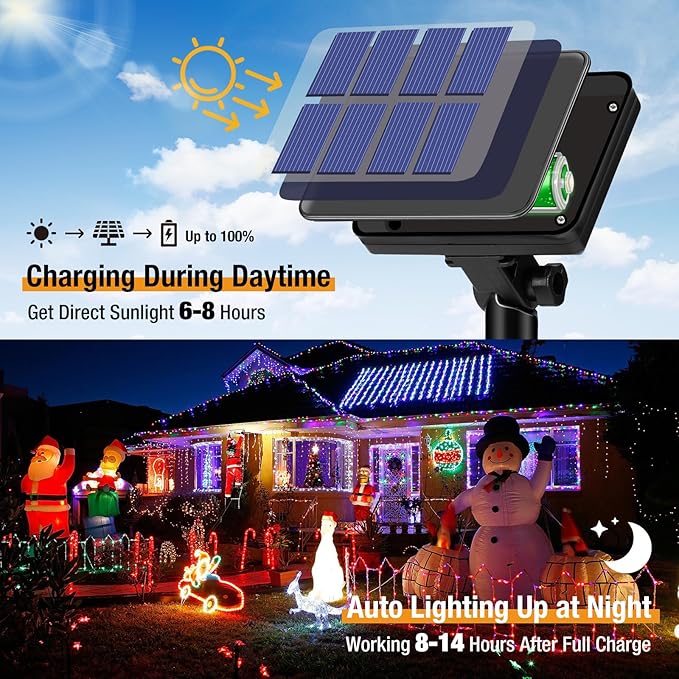 4 Pack Solar String Lights for Outside - 320LED 132FT Solar Fairy Lights Outdoor Waterproof 8 Modes, Copper Wire Solar Powered Twinkle Lights for Tree Garden Christmas Wedding Party Decor, Multicolor
