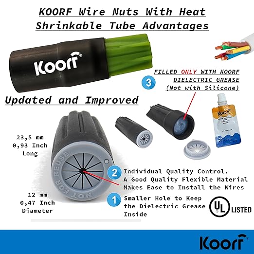 UL Listed Waterproof Wire Connectors with Heat Shrink tubing for Outdoor Caps Sprinkler LED applicate in Wherever Corrosion Exists, Moisture (20, LargeHeatShrinkable)