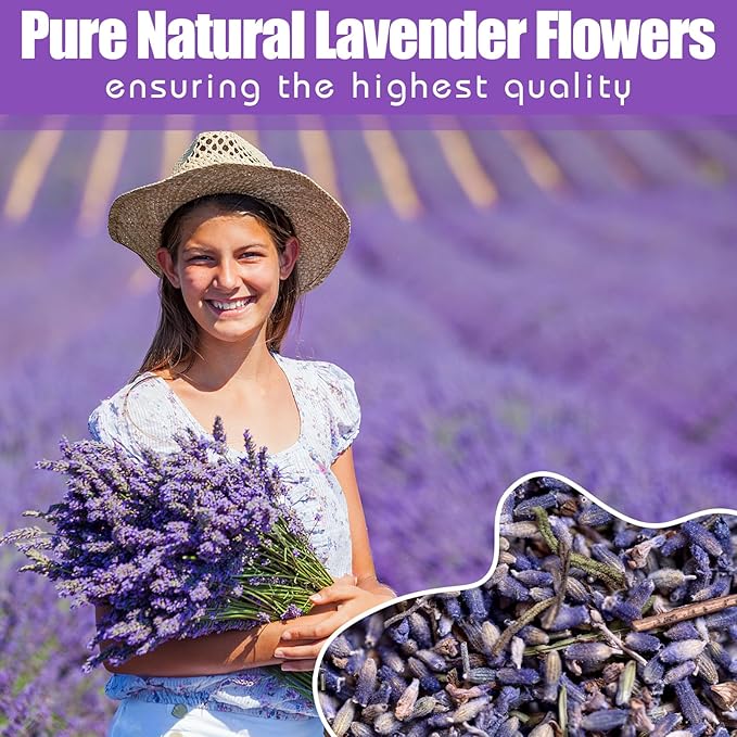 Dried Culinary Lavender Flowers - Food Grade Lavender Buds for Tea, Baking, Potpourri, Home Fragrance & Sachets, Edible Flowers - Gluten Free (16 oz)