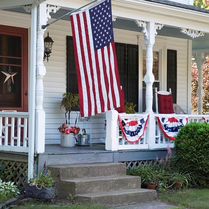 Homissor American Flag 5x8 Heavy Duty Outdoor US Flags for Outside Embroidered Stars USA Sewn Stripes Thick Nylon 2 Brass Grommets