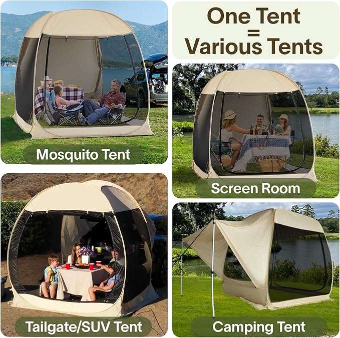 Alvantor Screen House Gazebo, 6-10-15 Person Pop Up Igloo Screened Canopy Tent with Mosquito Netting Sides, Instant UV Resistant Sun Shelter for Garden, Patio, Backyard