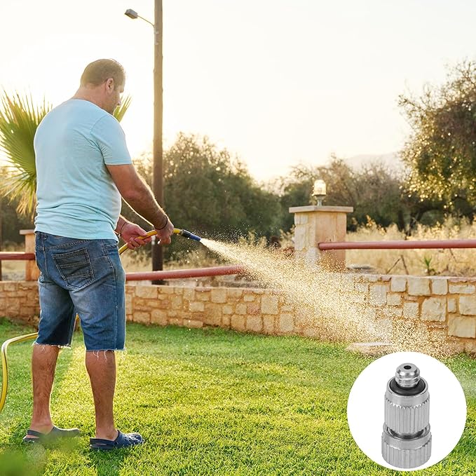 5pcs Brass Misting Nozzles, 0.15mm Orifice Mister Heads Replacements High Pressure Spray Nozzle Tips for Greenhouse, Landscaping, Outdoor Cooling System, 3/16" Threaded