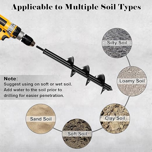 Auger Drill Bit for Planting 2 Pack,1.6x16 inch&3.5x16 inch,Auger Drill Bit Suitable for 3/8'' Hex Drill Driver,Garden Spiral Hole and Planter for Bulbs,Fence Posts,and Umbrella Holes
