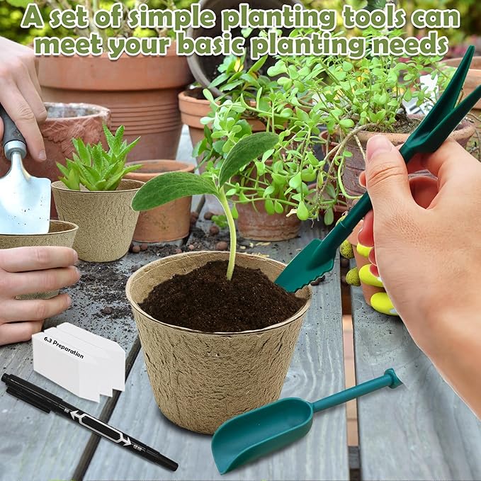 PINVNBY 132 PCS Plant Pots 4 Inch Peat Pots for Seedlings with 100 Pcs Plant Labels Biodegradable Nursery Pots with Drainage Holes for Indoor and Outdoor Planting