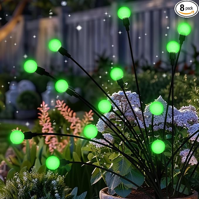 Solar Garden Lights,Solar Firefly Lights for Outdoor,Waterproof Garden Decor for Yard Patio Pathway Lawn, Green