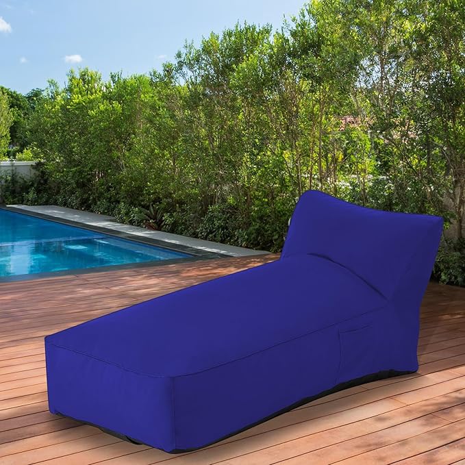 Outdoor Chaise Lounge Chair, Sunbed UV Resistant Sofa Couch Patio Furniture Waterproof Outside Sunlounge Reclining Sunbathing Bed Comfy Single Chaise Daybed for Garden, Pool, Beach, Navy Blue