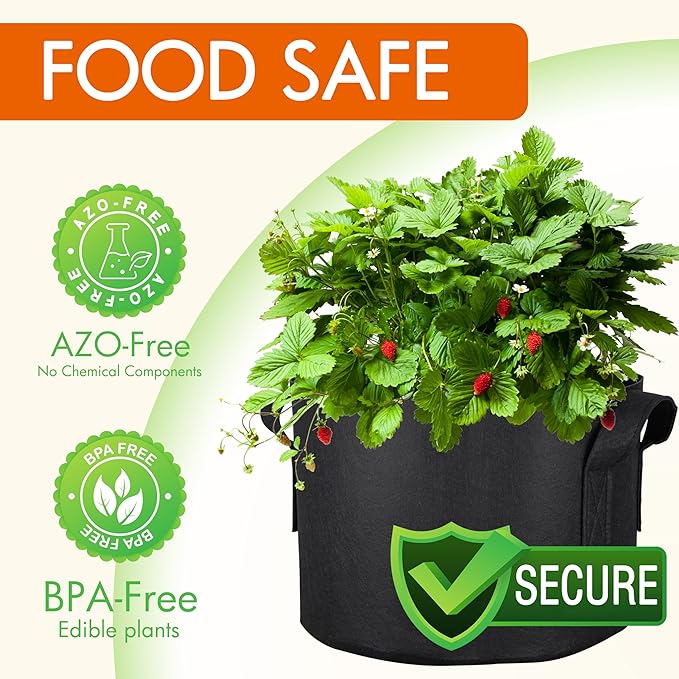 Gardzen 20-Pack 3 Gallon Grow Bags, Aeration Fabric Pots with Handles, Pot for Plants