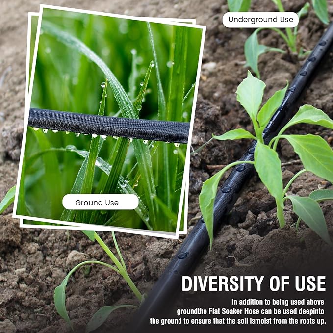 Soaker Hose 25ft for Garden Beds, Drip Irrigation Hose Saves 80% Water, Leak Proof Sprinkler Hose For Garden, Lawn, Flower Bed, Vegetable Field (25FT)