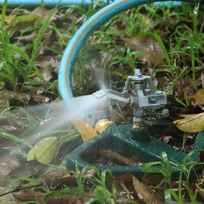 STYDDI Heavy Duty Impact Pulsating Sprinkler for Yard, All Metal Adjustable Rotating Circular Impulse Lawn Sprinkler for Medium to Large Areas, Lawn and Garden, Coverage up to 5,800 Sq. Ft