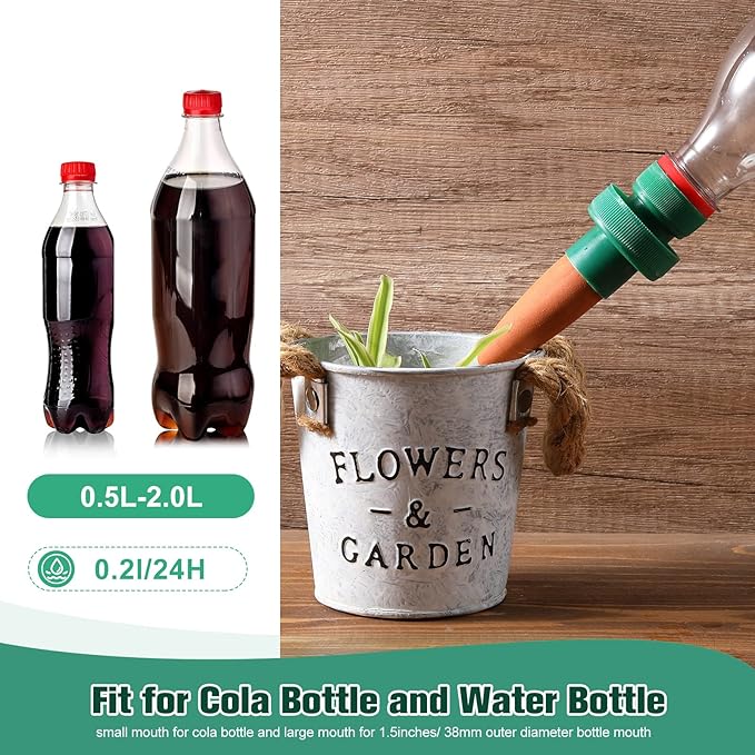 Terracotta Plant Watering Spikes Self to Use with Cola Bottles Houseplant Watering Stakes Automatic Irrigation System(Terracotta,5 Pack)