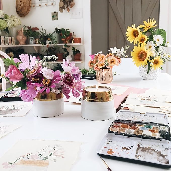 The Growing Candle, Wild Flower Scented, 10oz Ceramic Pot, Single Wick Aromatherapy Candles, 100% Soy for Women and Men, Clara