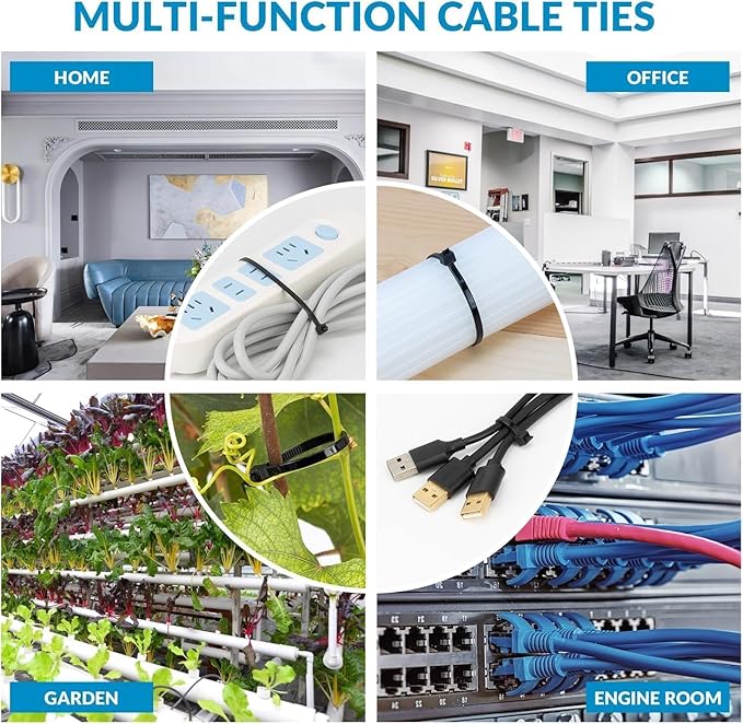 XINGO 12 Inch Blue Zip Ties Heavy Duty 100 Pack, 120 LBS Tensile Strength, Premium Nylon Cable Wire Ties, Self-locking Plastic Ties for Indoor and Outdoor Use