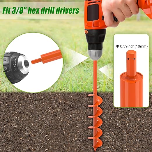 Threaded Auger Drill Bit for Planting, 4''x32'' Drill Augers for Digging Holes with Self-Tapping Screw, 3MM Heavy Duty Garden Auger Drill Bit for Planting, Dirt Bulb Plant Auger for Drill