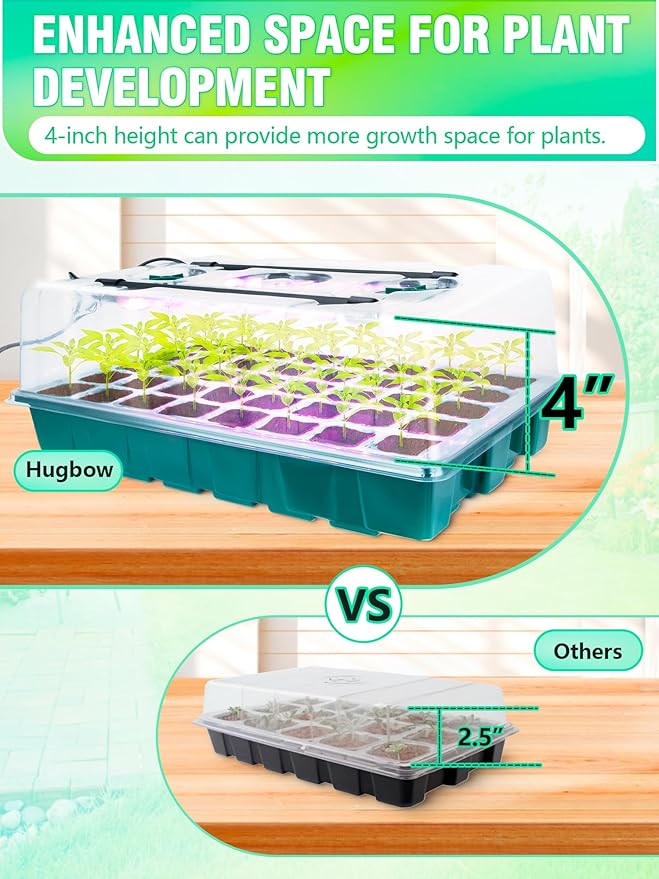 Seed Starter Tray with Grow Lights and Heat Mat, 3-in-1 Soil Meter, 80-Cell Seed Growing Tray, Germination & Plant Propagation Station for Indoor Plants 2-Pack
