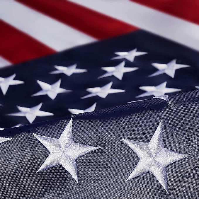 Homissor American Flag 5x8 Embroidered Stars 5x8 Foot Flags USA Heavy Duty Nylon US Outdoor Banner Sewn Stripes with 3 Brass Grommets