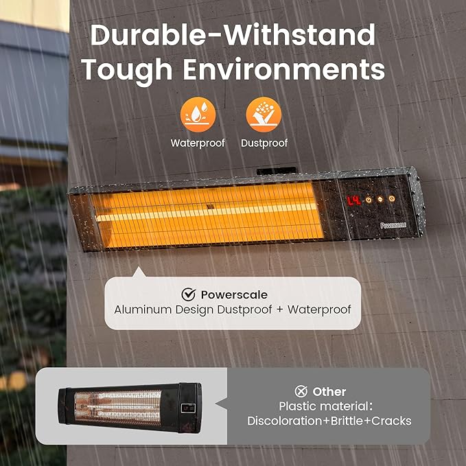 1500W Outdoor Heaters for Patio with 36H Timer, 0.5 Sec Instant Heating, Memory Function, Outdoor Heater, Black – Perfect Outdoor Heaters for Patio & Backyards