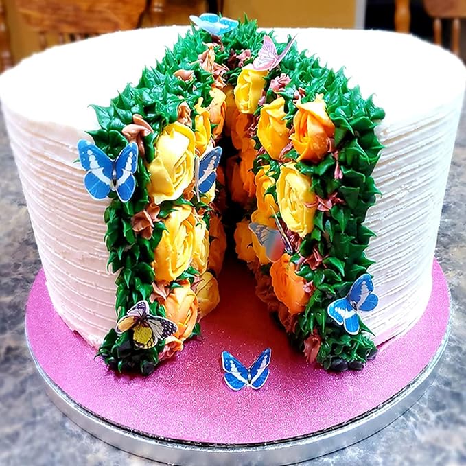 48Pcs Edible Cake Butterfly Decoration Cake Toppers Birthday Party Cupcake Toppers Mixed Size & Colour