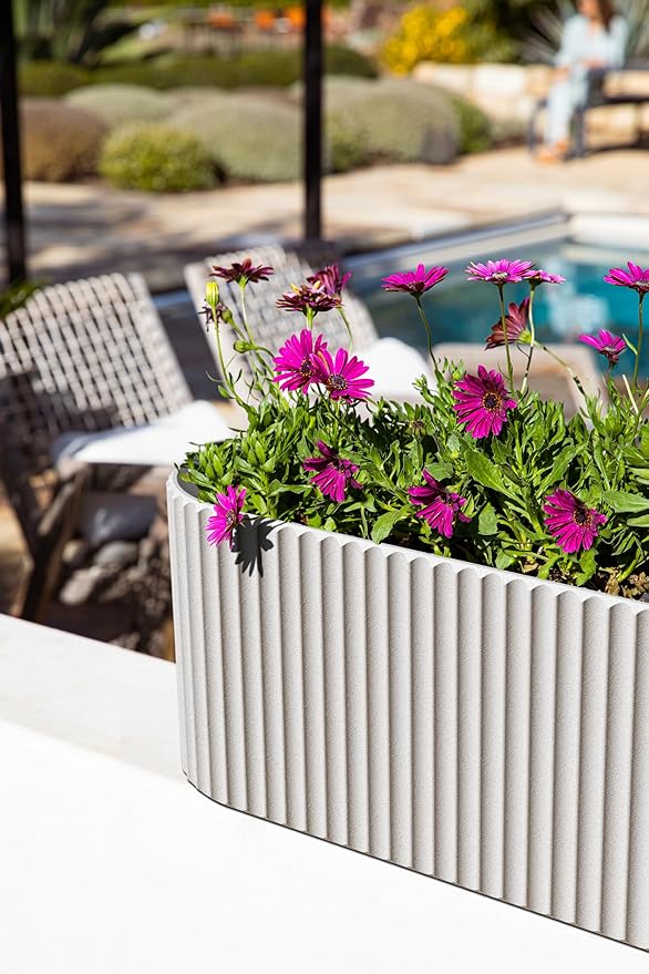 Veradek Demi Series Window Box Planter - Long Planter Box for Windowsill/Balcony | Durable Plastic-Stone Composite Material | Modern Décor for Flowers/Herbs