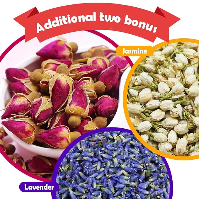 TEARELAE - Premium Dried Rose Buds - 100% Pure Natural Dried Roses Edible Flowers 3oz/85g - Culinary Rosebud for Rose Tea, Baking, Candle Making, Soap Making and Handicraft