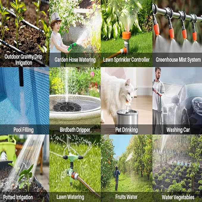 4 Outlet Sprinkler Timer, Programmable Garden Hose Timer with Rain Delay, Manual& Automatic Watering System, Waterproof Gardening Supplies Irrigation Controller for 4 Separate Water Zones