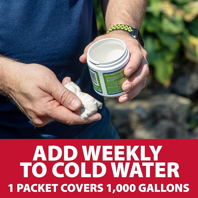 The Pond Guy Seasonal Defense, Spring & Fall Beneficial Bacteria, Barley & Enzymes, Cold Water Pond Sludge & Scum Treatment, Fish & Plant Safe, 24 Packets